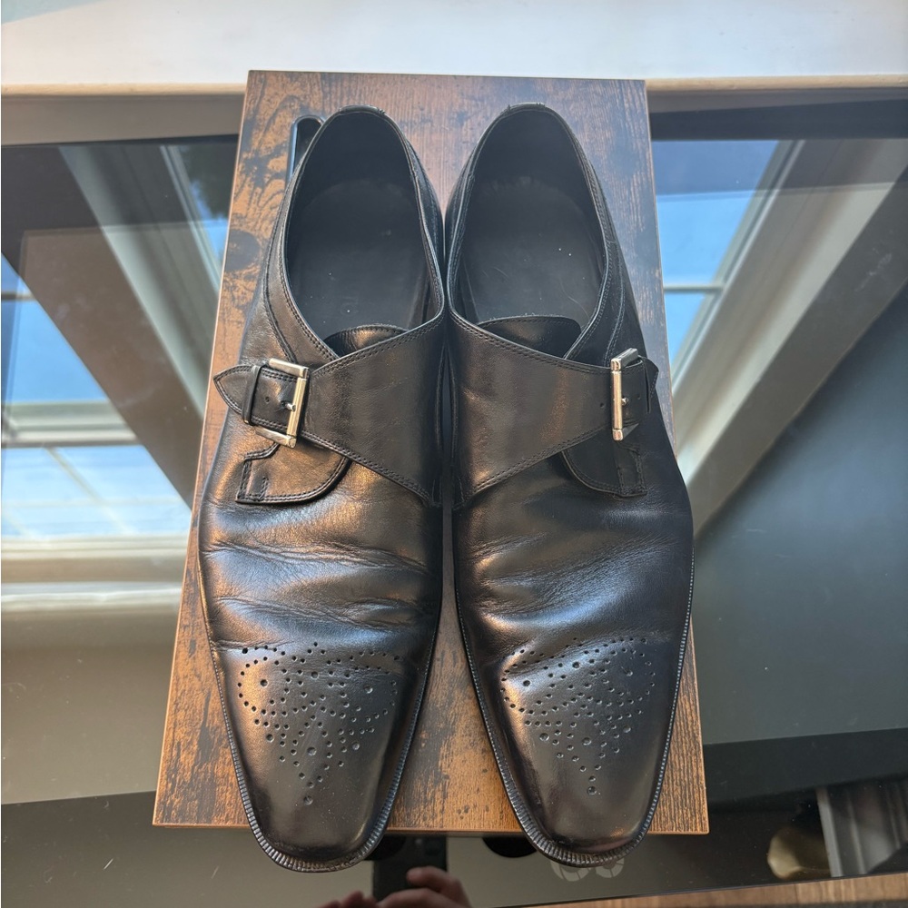 Men's Broletto Black Leather Dress Shoes